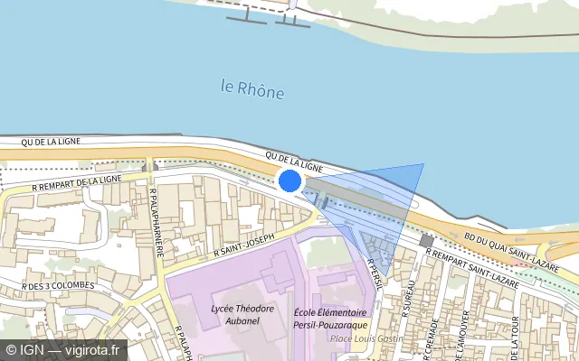 Vue plan de l'emplacement du radar de feu rouge à Avignon sur Boulevard du Quai Saint-Lazare