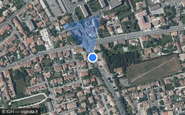 Vue satellite de l'emplacement du radar de feu rouge à Cavaillon sur Avenue Raoul Follereau / D 973
