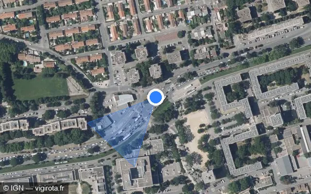 Vue satellite de l'emplacement du radar tourelle à Avignon sur Rocade Charles de Gaulle
