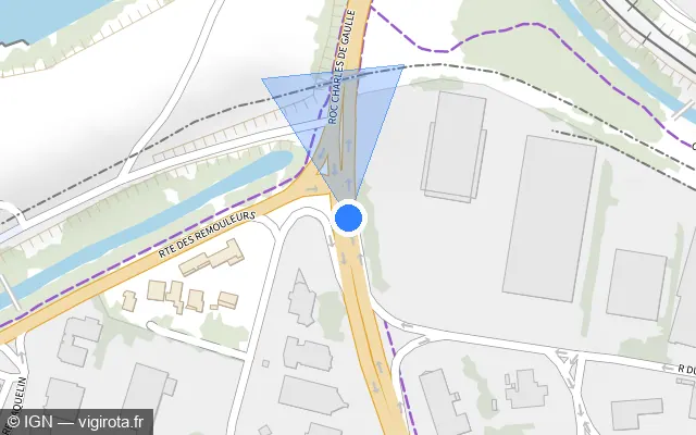 Vue plan de l'emplacement du radar tourelle à Les Angles sur Rocade Charles de Gaulle