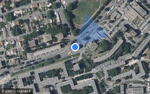 Vue satellite de l'emplacement du radar tourelle à Avignon sur Rocade Charles de Gaulle