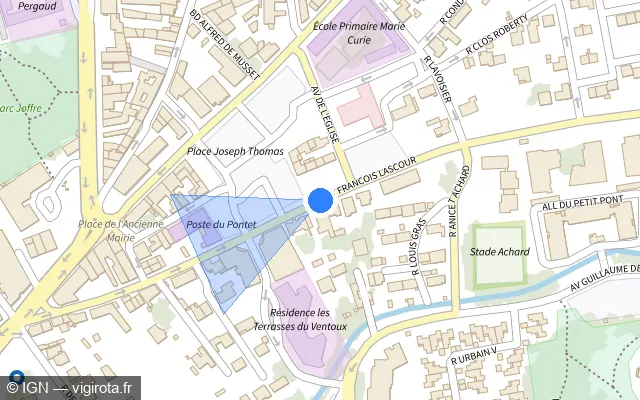 Vue plan de l'emplacement du radar tourelle à Le Pontet sur Avenue François Lascour