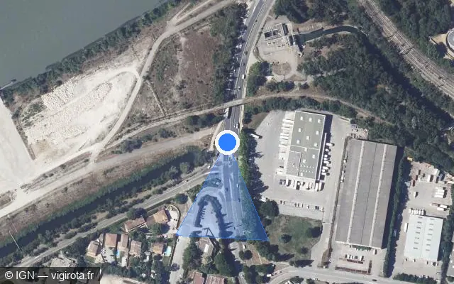 Vue satellite de l'emplacement du radar tourelle à Les Angles sur Rocade Charles de Gaulle