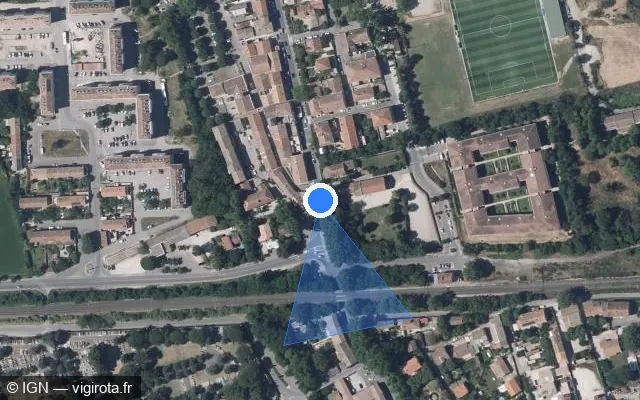 Vue satellite de l'emplacement du radar tourelle à Morières-lès-Avignon sur Cours Cardinal Bertrand de Montfavet