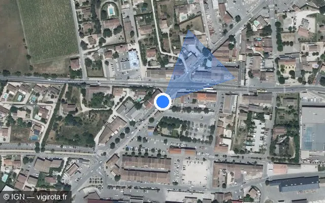 Vue satellite de l'emplacement du radar tourelle à Maubec sur Route de Cavaillon / D 2