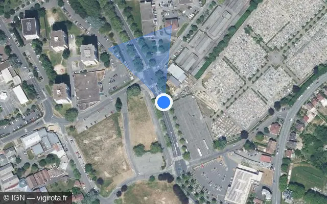 Vue satellite de l'emplacement du radar urbain à Bavilliers sur Boulevard John Fitzgerald Kennedy / D 83