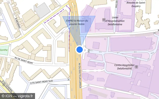 Vue plan de l'emplacement du radar tourelle à Saint-Denis sur Avenue du Docteur Lamaze / D 940