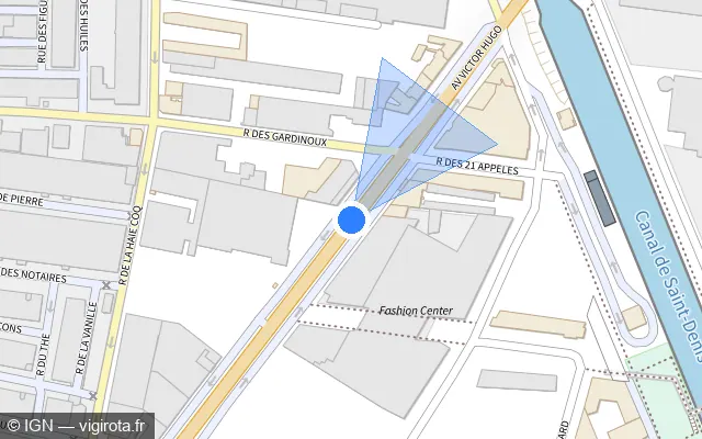 Vue plan de l'emplacement du radar tourelle à Aubervilliers sur Avenue Victor Hugo / D 901