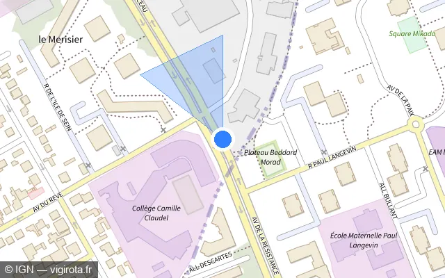 Vue plan de l'emplacement du radar tourelle à Villepinte sur Avenue de la Résistance / D 40