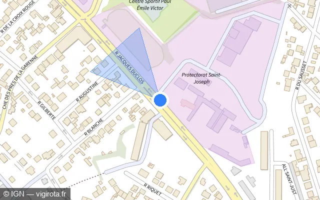 Vue plan de l'emplacement du radar tourelle à Aulnay-sous-Bois sur Rue Jacques Duclos / D 44