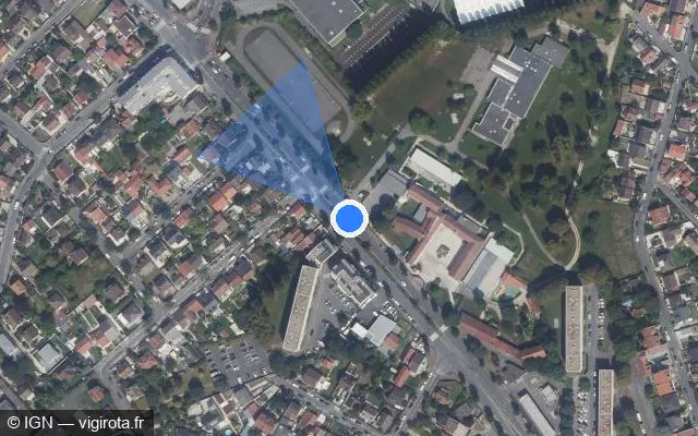 Vue satellite de l'emplacement du radar tourelle à Aulnay-sous-Bois sur Rue Jacques Duclos / D 44