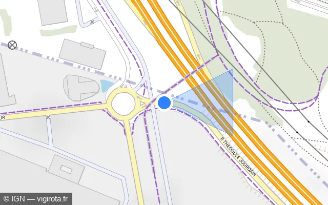 Vue plan de l'emplacement du radar urbain à Créteil sur Rue Théodule Jourdain / D 102