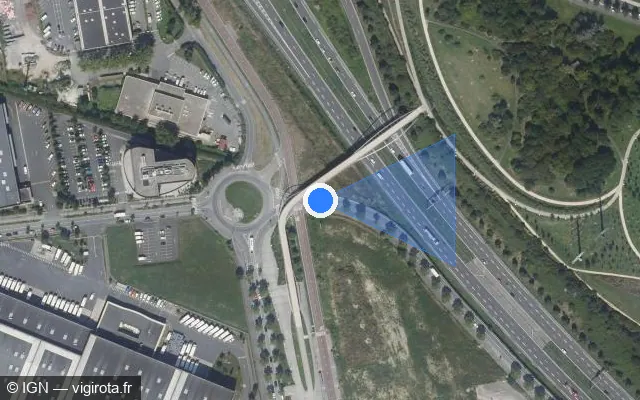 Vue satellite de l'emplacement du radar urbain à Créteil sur Rue Théodule Jourdain / D 102