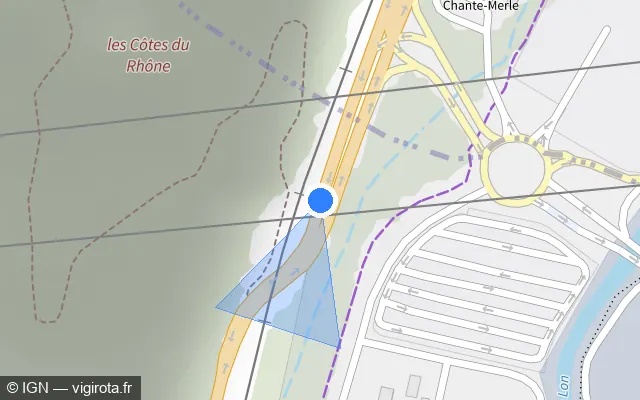 Vue plan de l'emplacement du radar de passage à niveau à Cruas sur D 86