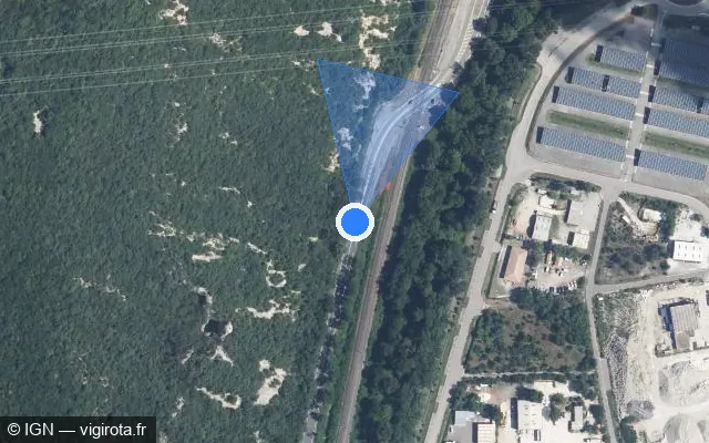 Vue satellite de l'emplacement du radar de passage à niveau à Cruas sur D 86