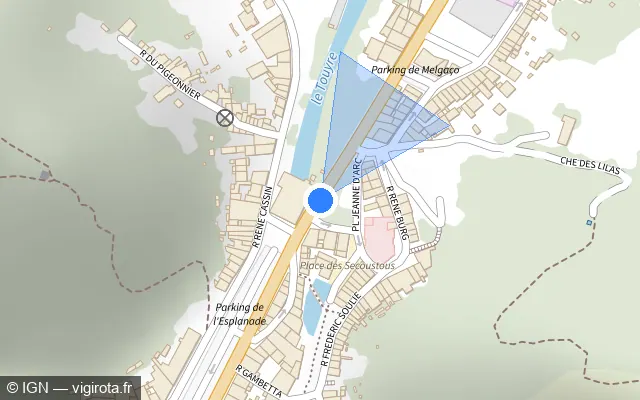 Vue plan de l'emplacement du radar de feu rouge à Lavelanet sur Avenue Alsace-Lorraine / D 625