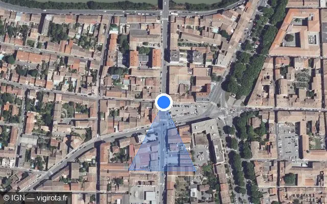 Vue satellite de l'emplacement du radar de feu rouge à Carcassonne sur Allée d'Iéna / D 118
