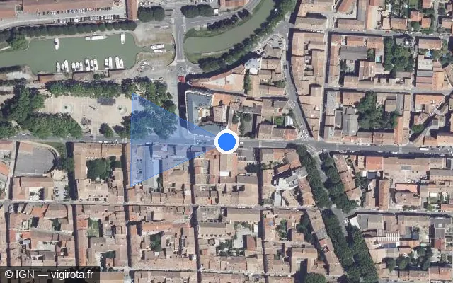 Vue satellite de l'emplacement du radar de feu rouge à Carcassonne sur Boulevard Omer Sarraut