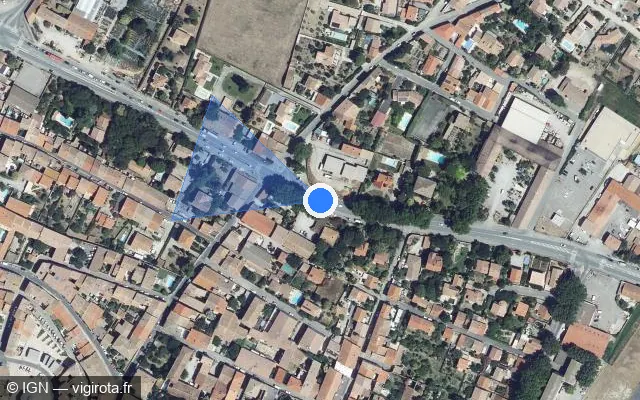 Vue satellite de l'emplacement du radar de feu rouge à Lézignan-Corbières sur Avenue Maréchal Gallieni / D 6113