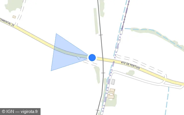 Vue plan de l'emplacement du radar de passage à niveau à Meyrargues sur D 15