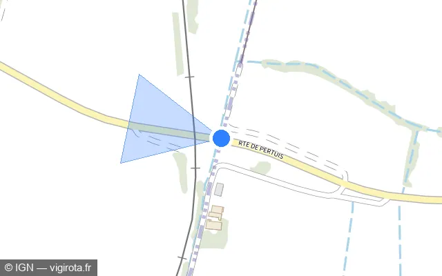 Vue plan de l'emplacement du radar de passage à niveau à Meyrargues sur D 15