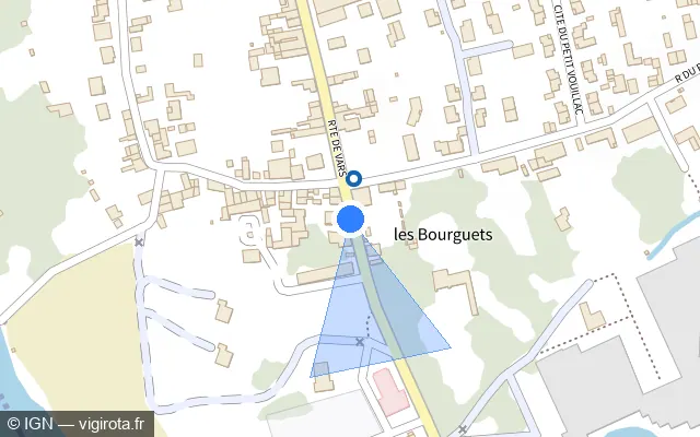 Vue plan de l'emplacement du radar de feu rouge à Gond-Pontouvre sur Route de Vars