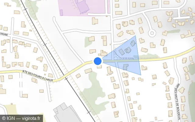 Vue plan de l'emplacement du radar de feu rouge à Gond-Pontouvre sur Route des Fours à Chaux / D 57