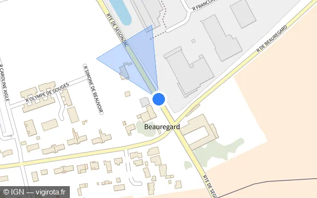 Vue plan de l'emplacement du radar de feu rouge à Châteaubernard sur Route de Segonzac / D 24