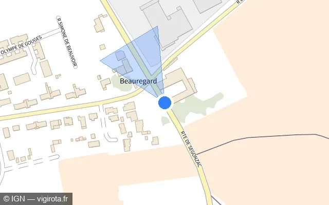 Vue plan de l'emplacement du radar de feu rouge à Châteaubernard sur Route de Segonzac / D 24