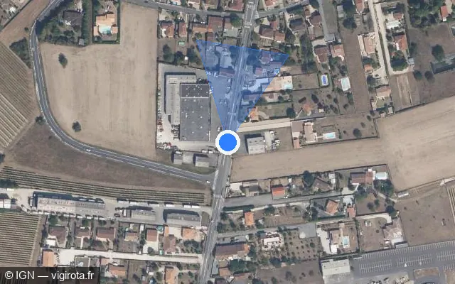 Vue satellite de l'emplacement du radar de feu rouge à Châteaubernard sur Avenue de Barbezieux / D 731