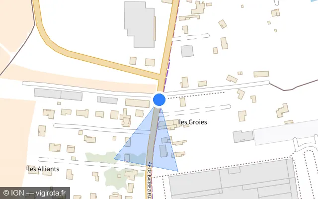 Vue plan de l'emplacement du radar de feu rouge à Châteaubernard sur Avenue de Barbezieux / D 731