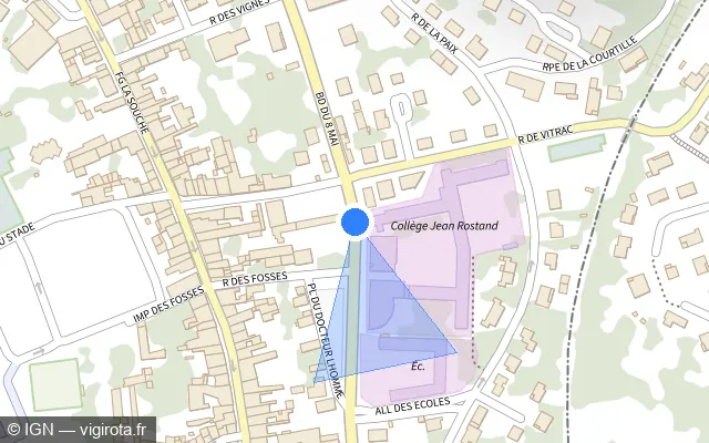 Vue plan de l'emplacement du radar de feu rouge à La Rochefoucauld-en-Angoumois sur Boulevard du 8 Mai / D 941