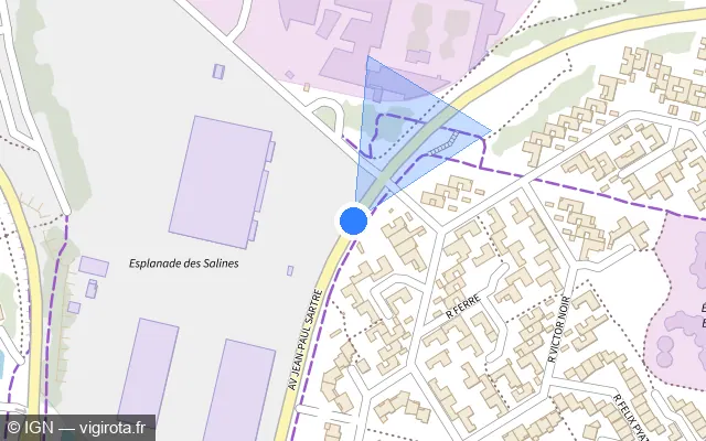 Vue plan de l'emplacement du radar de feu rouge à Aytré sur Avenue Jean-Paul Sartre