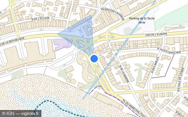 Vue plan de l'emplacement du radar de feu rouge à Royan sur Boulevard de la Grandière / D 25 E