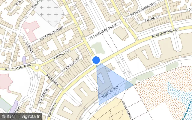 Vue plan de l'emplacement du radar de feu rouge à Royan sur Rue Pierre Loti