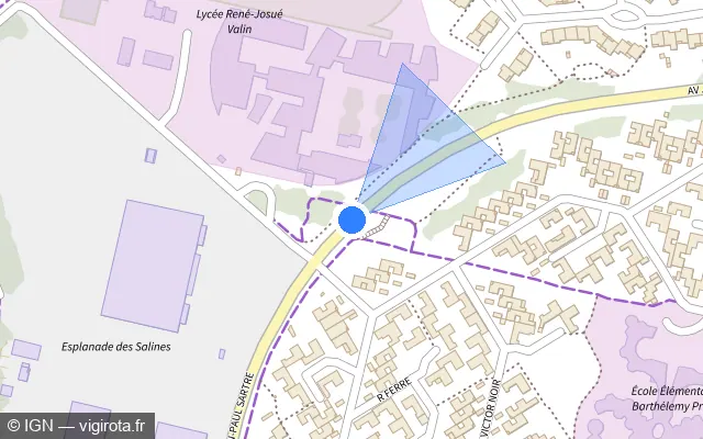 Vue plan de l'emplacement du radar de feu rouge à Aytré sur Avenue Jean-Paul Sartre