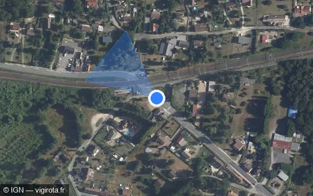 Vue satellite de l'emplacement du radar de passage à niveau à Méry-sur-Cher sur Route de Tours / D 2076