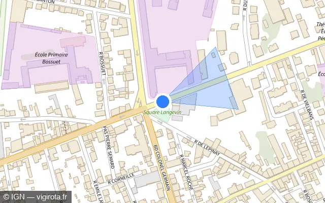 Vue plan de l'emplacement du radar de feu rouge à Brive-la-Gaillarde sur Avenue du Président Roosevelt