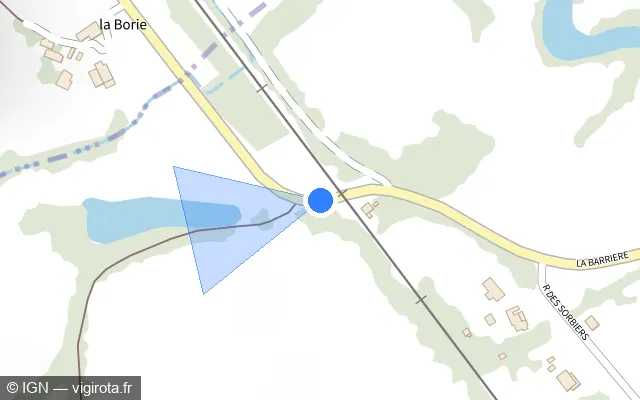 Vue plan de l'emplacement du radar de passage à niveau à Saint-Aulaire sur Route de Saint-Aulaire / D 17