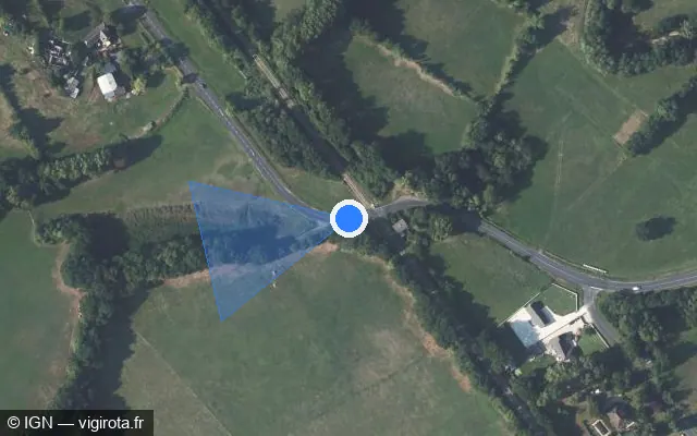 Vue satellite de l'emplacement du radar de passage à niveau à Saint-Aulaire sur Route de Saint-Aulaire / D 17