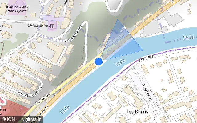 Vue plan de l'emplacement du radar de feu rouge à Périgueux sur Boulevard Georges Saumande / D 6021
