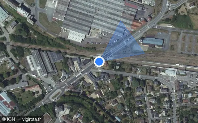 Vue satellite de l'emplacement du radar de passage à niveau à Bâlines sur Rue Porte de Breteuil