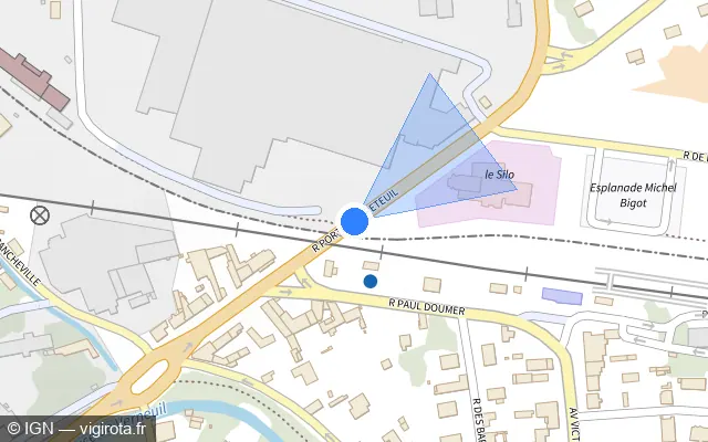 Vue plan de l'emplacement du radar de passage à niveau à Bâlines sur Rue Porte de Breteuil