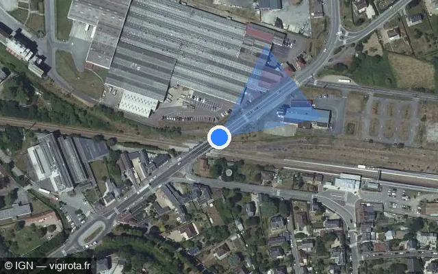 Vue satellite de l'emplacement du radar de passage à niveau à Bâlines sur Rue Porte de Breteuil