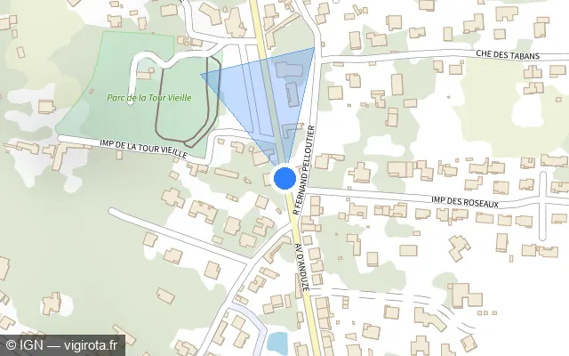 Vue plan de l'emplacement du radar de feu rouge à Alès sur Avenue d'Anduze / N 110