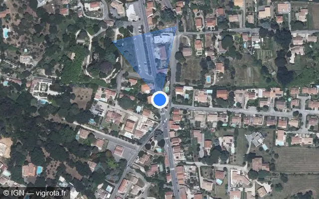 Vue satellite de l'emplacement du radar de feu rouge à Alès sur Avenue d'Anduze / N 110