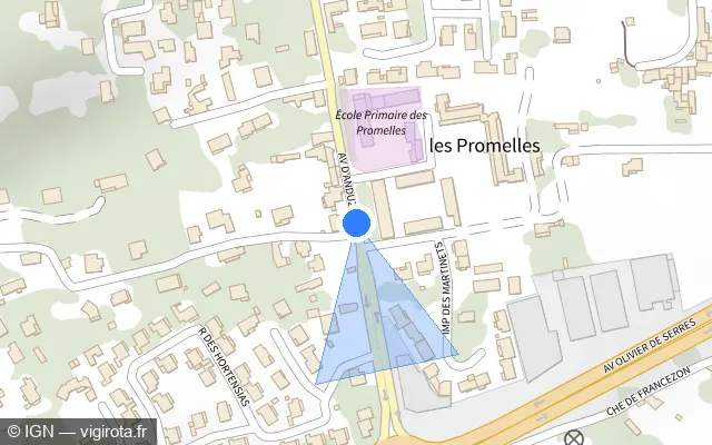 Vue plan de l'emplacement du radar de feu rouge à Alès sur Avenue d'Anduze / N 110