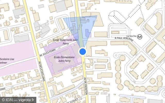 Vue plan de l'emplacement du radar de feu rouge à Toulouse sur Avenue de Fronton / M 4