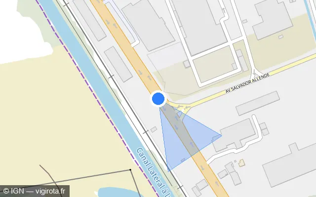 Vue plan de l'emplacement du radar de feu rouge à Aucamville sur Avenue des États-Unis / M 820
