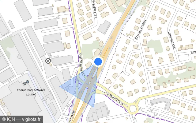 Vue plan de l'emplacement du radar de feu rouge à L'Union sur Avenue de Toulouse / M 888